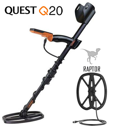 Металлоискатель Quest Q20 с поисковой катушкой Raptor