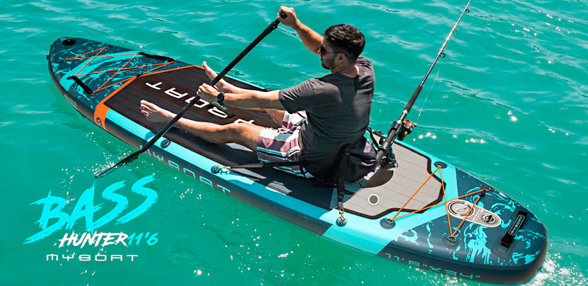 Сапборд MYBOAT BASS HUNTER PRO в штатной комплектации с двойным веслом