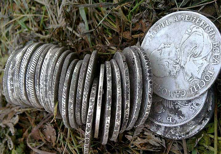 Находки серебряных рублей найденных с помощью металлоискателя Garrett Ace 400i