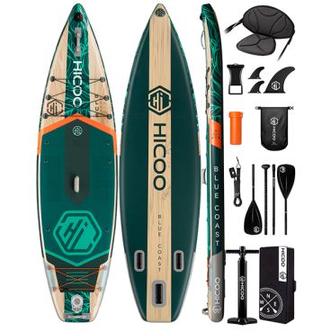 Надувная SUP доска HICOO BLUE COAST GREEN 11' PRO (расширенный комплект)