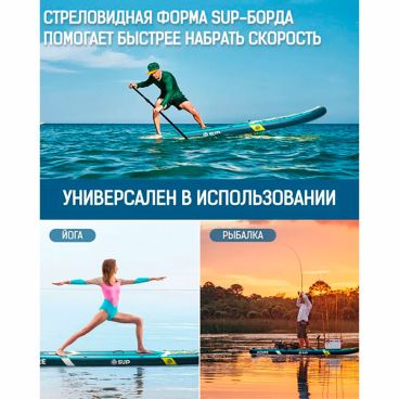 Надувная SUP доска E-SUP ENJOY THE OCEAN AZURE 11' (комплект с двойными веслами)