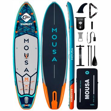 Надувная SUP доска MOUSA CROCODILE ORANGE STD 11' (стандартная комплектация)